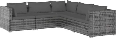 Obrázek produktu pro vidaXL 5dílná zahradní lounge souprava s polštáři Poly Rattan Grey