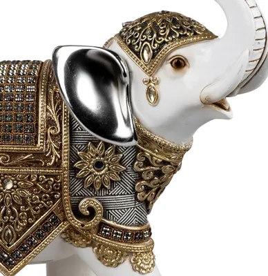 Produktbild von formano Elefant Deko Figuren Kunststein Skulptur 24 cm Creme-Gold Handbemalt