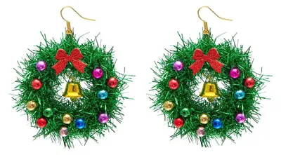 Immagine prodotto di Orecchini a forma di ghirlanda natalizia - Orecchini ipoallergenici - Orecchini leggeri - Orecchini a forma di campanellino - Orecchini festivi - Design elegante