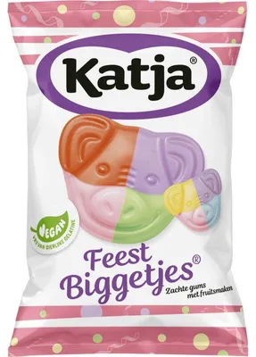 Produktbild von Katja - Katja Feest Biggetjes snoep, zachte gums met verschillende fruitsmaken, zak van 250 g