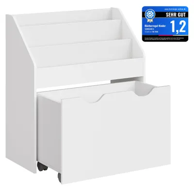 Image de SONGMICS, étagère pour enfants, avec 3 niveaux de rangement, et boîte de rangement sur roulettes