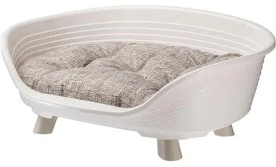 Produktbild von FERPLAST Throne 6 Hundebett Katzenkorb mit Relax-Kissen, Größe L 70,5 x 52 x 28,5 cm, weiß
