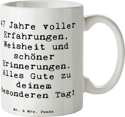 Produktbild von Mr. & Mrs. Panda Kaffeebecher Spruch 47. Geburtstag - Weiß - Geschenk, Happy Birthday, Trinkbecher, Becher, Geburtstagskind, Alter, Teetasse, Besondere Anlässe, Weisheit