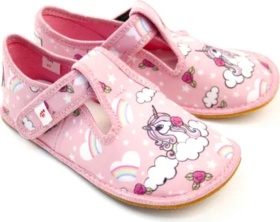 Produktbild von Mädchen Hausschuhe BAREFOOT 395 Pink Unicorn Rosa Einhorn