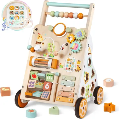 Imagen del producto de Carrito de aprendizaje de madera, centro de actividades Montessori, para niños de 1 a 3 años, juguete educativo