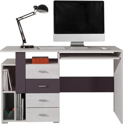 Produktbild von Jugendzimmer - Schreibtisch "Emilian" 13, Kiefer gebleicht / Dunkelgrau - Abmessungen: 76,50 x 125 x 55 cm (H x B x T)