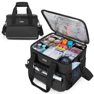 Image de Sac médical isotherme avec 5 séparations, couleur noire, dimensions 30x26x21 cm
