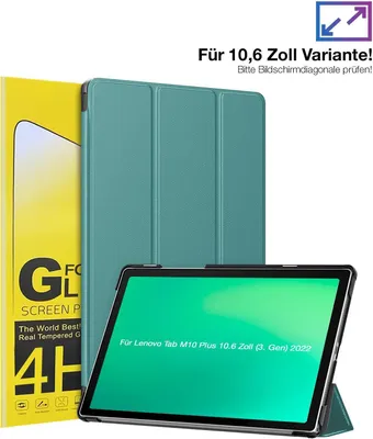 Produktbild von Schutzhülle + 2x 4H Displayfolie für Lenovo Tab M10 Plus 10.6 3. Gen 2022 Cover Case Schutz Tablet Farbe: Türkis