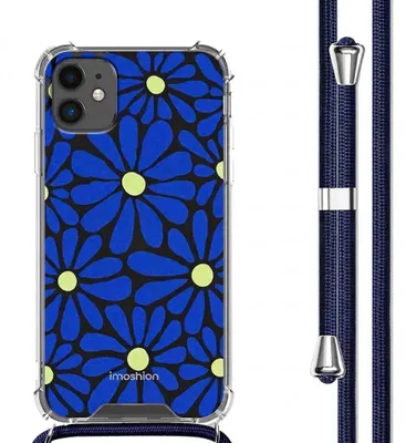 Produktbild von imoshion Design Hülle mit Band iPhone 11 - Cobalt Blue Flowers Connect