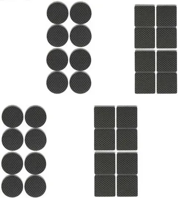 Obrázok produktu pre Samolepiace podložky pod nábytok, 32-dielna sada, 16 okrúhlych (38 mm), 16 štvorcových (38 mm), protišmykové