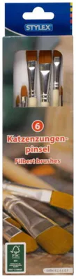 Produktbild von 6 Katzenzungenpinsel / Größe: 0, 2, 4, 6, 8, 9