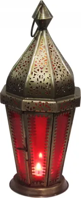 Image de Lanterne indienne orientale de table Ajda - rouge 29cm