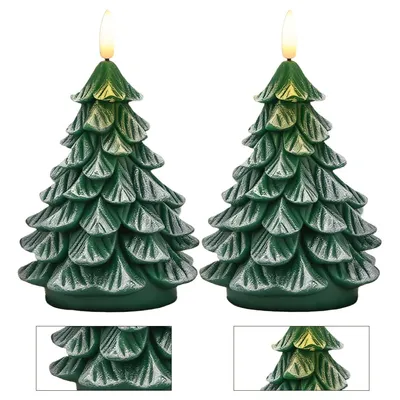 Produktbild von 2er-Set Weihnachtsbaumkerzen, batteriebetrieben, 6‑Stunden-Timer, stimmungsvolle Weihnachtsbeleuchtung für festliche Dekoration