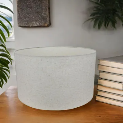 Produktbild von Lampenschirm für Stehleuchte E27 Ø 50 cm H: 32 cm aus Leinen in Natur Zylinder Stoffschirm für Stehlampe