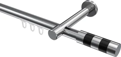 Produktbild von Interdeco Innenlaufstange / Gardinenstange mit Innenlauf Chrom, Typ Prestige Mavell (Zylinder Bicolor), 20 mm Ø 1-läufig, 400 cm