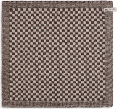 Produktbild von Knit Factory Küchentuch Cubes - Ecru/Chocolate - 50x50 cm