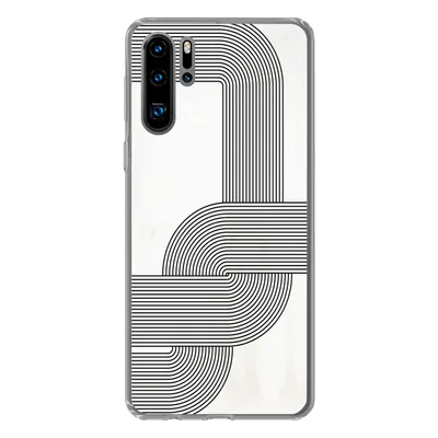 Produktbild von MuchoWow® Handyhülle Schutzhülle Hülle für Huawei P30 Pro Kunst - Schwarz - Weiß - Linie Silikon Softcase Handy Hülle - Schutzdeckel