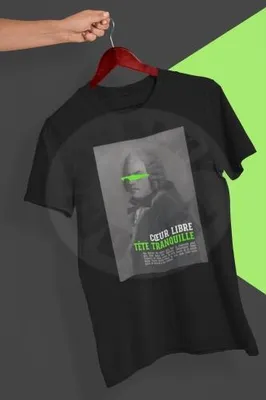 Productafbeelding van T-shirt - Vrij hart, rustig hoofd, zwart, maat M