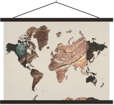 Produktbild von MuchoWow® Textilposter Karte - Baum - Natur 40x30 cm mit schwarzem Rahmen - Dekorationen