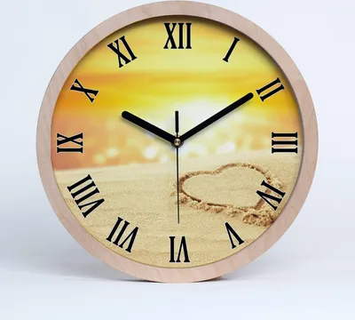 Produktbild von Holzuhr 20fi cm wanduhr - schwarze Spitzen - Herz in den Sand