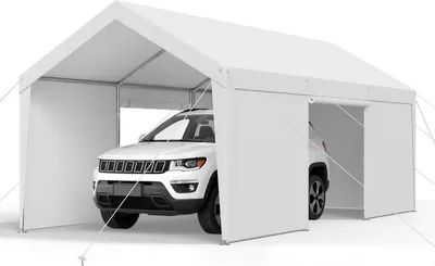 Immagine prodotto di Tenda garage carport - tettoia per auto 3,05x6,09x2,87m - tenda garage in bianco per la protezione dei veicoli