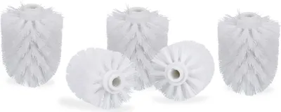 Produktbild von Relaxdays WC Bürstenkopf im 5er Set, lose Toilettenbürsten mit Gewinde 12 mm, Ersatzbürstenkopf Durchmesser 8 cm, weiß