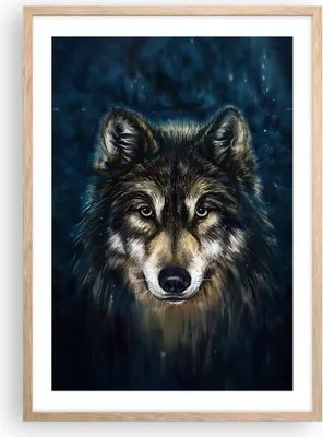 Produktbild von Gerahmtes Poster - Rahmen in heller Eiche - Wolf Dunkel Grafik - 50x70 cm - Wand Bild - Wanddeko - Wandbilder - Kunstposter - Wandposter - Bilderrahmen - Bilder - Kunstdruck - P2NPA50x70-4845