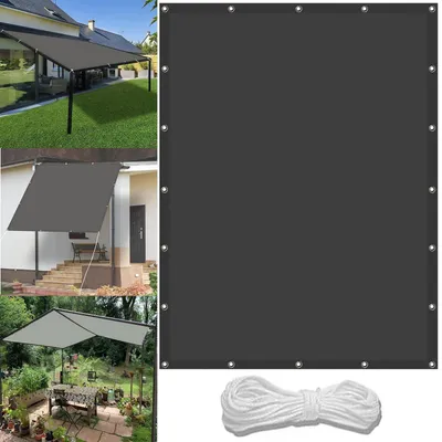 Image de Voile d'ombrage rectangulaire, 1,2 x 1,6 m, imperméable, gris foncé, en polyester