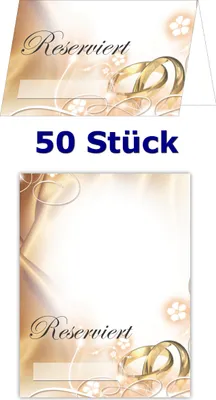 Produktbild von 50 Stück neutrale Tischkarten Tischaufsteller reserviert Namenskarte Hochzeit TK-107 Gastronomiekarten zur Reservierung der Tische ihrer Feier für einzelne Plätze mit Namen zum Personalisieren, Platzkarten Platzkartenhalter