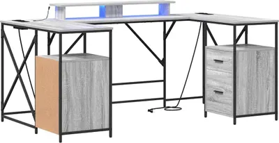 Obrázek produktu pro vidaXL Psací stůl Sonoma, šedý, 182 x 101 x 87,5 cm, dřevotřísková deska