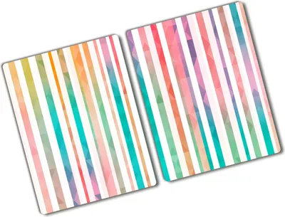 Produktbild von Tulup Glas Herdabdeckplatte - 2x40x52 cm - Glaskeramikkochfeld-Abdeckung Spritzschutz Glasabdeckplatte Kochplattenabdeckung und Schneidebrett - Zweiteilig - Kunst: modern & klassisch - Regenbogen-Streifen - Mehrfarbig
