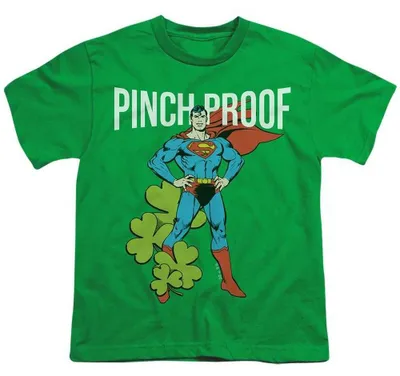 Image de Superman - T-shirt pour enfants "St. Patrick's Day, sans risque de pincement" (TV36749) (taille 116) (jaune-vert fluorescent)