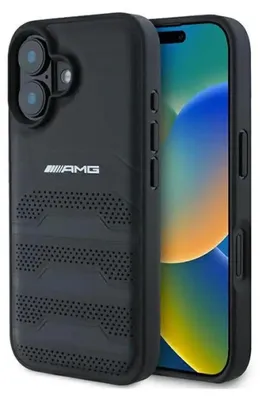 A black phone case with the AMG logo on it, shown on a white background.