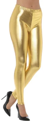 Produktbild von Smiffys 80s Metallic Disco Leggings, Gold Halloween und Karneval