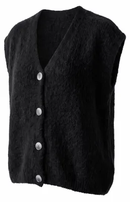Produktbild von Strickweste Damen Flauschige Oversize-Weste 38 40 42 V-Ausschnitt Kurzweste