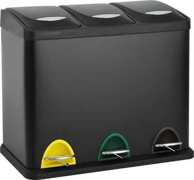 Produktbild von SVITA TC3X8 24 L Treteimer Abfalleimer Mülleimer Pulverbeschichteter Stahl Schwarz