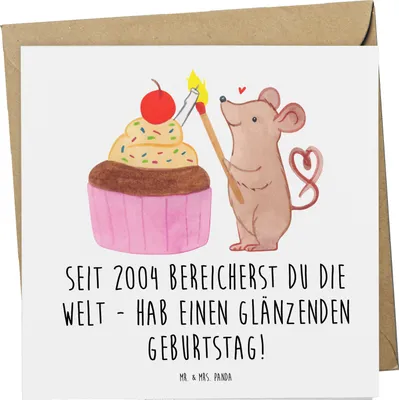 Produktbild von Mr. & Mrs. Panda Klappkarte 2004 Geburtstag - Weiß - Geschenk, Geburtsjahr, Geburtstagskind, Happy Birthday, Glückwunschkarte, doppelkarte, faltkarte, Alter, Jahrgang