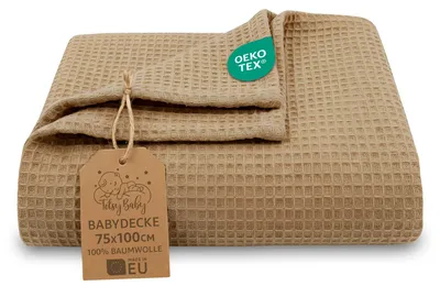Produktbild von Babydecke Waffeldecke Waffelpiqué Ganzjahresdecke Baumwolle 75x100 cm Braun
