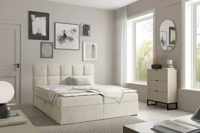 Produktbild von Boxspringbett Schlafzimmerbett PAROZO 180x200cm Stoff Coral Ecru
