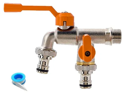 Produktbild von Doppelter Gartenwasserhahn aus Messing mit 1/2 Zoll Doppelanschluss