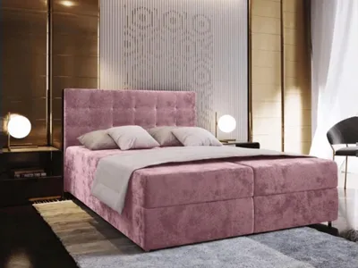 Zdjęcie produktu dla Łóżko tapicerowane GLORIEN VELVET różowe KRONOS 27 180x200