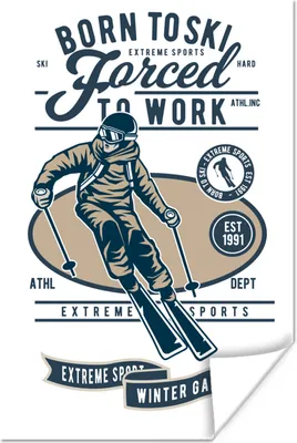 Produktbild von MuchoWow® Poster Ski - Sport - Weiß - Vintage 120x180 cm - Kunstposter