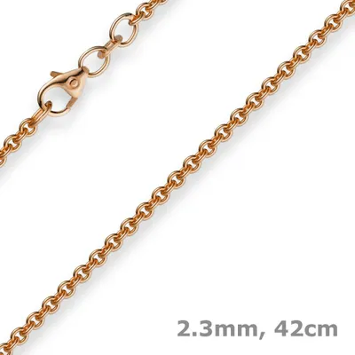 Produktbild von 2,3mm Rund-Ankerkette Kette Collier 585 Gold Rotgold Goldkette 42cm Damen