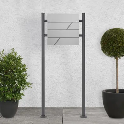 Obrázek produktu pro Poštovní schránka ML-Design s přihrádkou na noviny, 37x37x11 cm, světle šedá, včetně stojanu