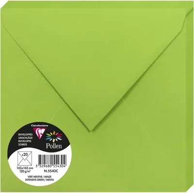 Zdjęcie produktu dla Koperty Clairefontaine w kolorze miętowym, 165 x 165 mm, 20 sztuk