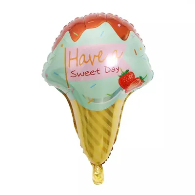 Imagen del producto de Globo de aluminio con motivos de comida, helado y cucurucho - "Que tengas un día dulce", aproximadamente 69 x 47 cm