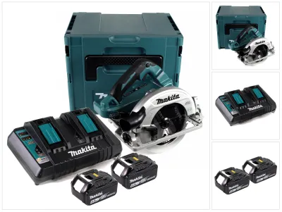 Produktbild von Makita DHS 782 PG2J Akku Handkreissäge 36V (2x18V) 190 mm Brushless im Makpac + 2x 6,0 Ah Akku + Doppelladegerät