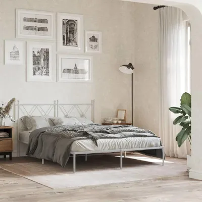 Obrázok produktu pre Rám postele - 140x200 cm - Kovový - Čierny - S čelom postele