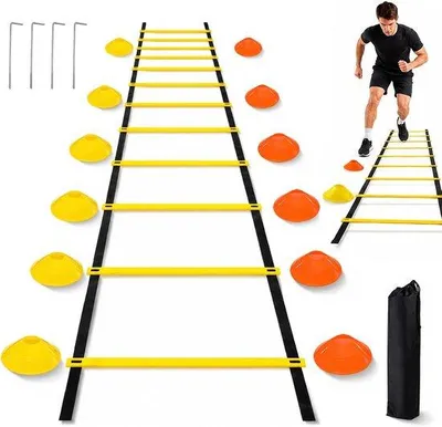 Produktbild von dellyy Koordinationsleiter, 6 Meter, Zubehör für Fußballtraining, mit 12 Markierungen