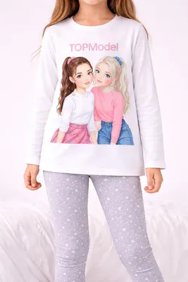 Produktbild von 85021 Top Model Mädchen Leggings Grau mit Sterne-Print – Gr. 164 – Stylische Leggings für große Mädchen
